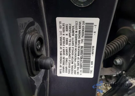 2020 Honda Civic Touring from USA, damaged, VIN 19XFC1F90LE008799